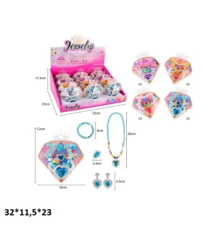 Біжутерія дитяча SP29-2 (288шт/2) набір прикрас 4 види 12 шт у коробці 32*11,5*23 см