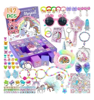 Адвент-календар QC 066-1 (18шт) 24 віконця прикраси аксесуари у коробці