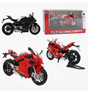 Мотоцикл металопластик BG 32-120 (48шт/2) "Мото Експерт" 2 кольори масштаб 1:12 прогумовані колеса п